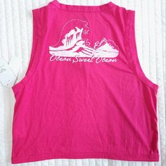 Nwt! Roxy "Ocean Sweet Ocean" Sleeveless Graphic Top In Hot Pink. Reverse Hemline Details And A Cropped Midriff Line Make This Shirt Great For The Summer. Size: Small Condition: New With Tags! Beach Sleeveless Cotton Vest, Sleeveless Cotton Beach Vest, Sleeveless Cotton Vest For Beach, Stretch Tank Top For Beach, Stretch Tank Vest For Beach, Stretch Tank Vest For The Beach, Casual Sleeveless Beach Vest, Stretch Sleeveless Leisure Tops, Stretch Sleeveless Top For Leisure