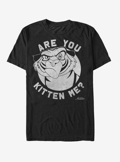 a black t - shirt with the words are you kitten me?