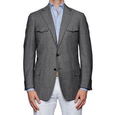 NEW EU Size: 48 US Size: 38 R7 Drop - Regular Fit Gray Glen Plaid 95% Wool Super 130's - 3% Cashmere - 2% Silk, Flannel Three Button Construction, Full Canvassed Double Vented Fully Lined Non-Working Sleeve Buttonholes 4 Flap Pockets Made In Italy Shoulder (seam to seam): 17.75" Jacket Length: 29.5" Sleeve Length (top of shoulder seam to the edge of the vented side of the sleeve): 25.5" Chest (pit to pit): 42.5" Waist: 39.5" This product is located in our EU warehouse. Glen Plaid, Flannel Jacket, New Uses, Gray Plaid, Wool Plaid, Sport Coat, Flap Pocket, Suit Jacket, Cashmere