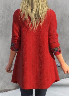 ROTITA Button Plaid Red Shirt Collar Long Sleeve Coat decoracion christmas decorations, holly christmas decorations, christmas party decorations rustic #christmasgifts #christmaspresent #christmasspirit, dried orange slices, yule decorations, scandinavian christmas Cute Cardigan Outfits, Geometric Clothing, Plaid Long Sleeve Shirt, Long Sleeve Coat, Cute Cardigans, Collar Coat, Cardigan Outfits, Long Sleeve Plaid Shirt, Collared Coat