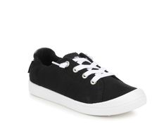 With a canvas upper featuring an elasticized top line for easy entry, these slip-on sneakers also feature knotted cotton laces for a classic profile. The Memory Foam footbed and vulcanized rubber outsole cushion every step along with lots of bounce. 98.95% Cotton / 1.05% Metal upper, Easy slip-on entry with lace-up detail, Classic round toe with toe cap, Cushioned insole, Flexible rubber midsole and outsole, Roxy branding details,60% Textile /40% TPR-100% TPR for Non-USA outsole | Women's Roxy B Classic Profile, Womens Boat Shoes, Roxy Women, Cotton Lace, Slip On Sneakers, Sneakers Black, Roxy, On Shoes, Slip On Shoes