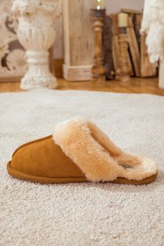 Deliver convenient slip-on comfort to their weekend mornings with these soft suede slippers designed with a cozy wool lining and durable rubber sole for indoor/outdoor use. Pairs perfectly with our snug fleece lounge sets. 0.78'' heel Slip-on 100% leather upper 100% Wool lining Rubber sole Feature: Lightweight, ultra-soft fully woolen lined, anti-skid rubber sole. Super Soft Slip-on Comfy Slippers, Comfy Slip-on Super Soft Slippers, Comfortable Soft Slip-on Slippers, Comfy Cushioned Slip-on Slippers, Comfy Brown Winter Slippers, Cozy Closed Toe Slippers With Cushioned Footbed, Super Soft Slip-on Slippers For Indoor Use, Super Soft Slip-on Comfortable Slippers, Brown Indoor Slippers For Winter