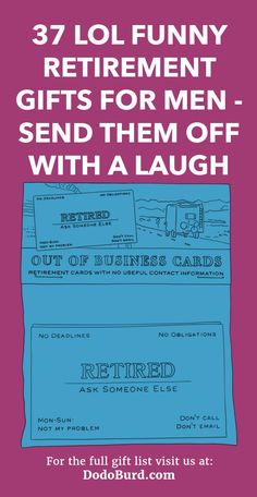 an image of a gift card with the words, 3 funny retirement gifts for men send them off with a laugh