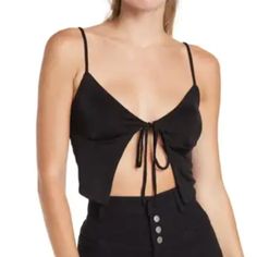 Elodie Women's Open Front Cami Top Shirt, Black, Large Condition: New/Unused - With Tags Materials: 95% Polyester, 5% Spandex Color: Black Size: Large Please Note: Model Size In Stock Photo Is Not A Representation Of The Size You Will Be Purchasing. Stock Photo Is Included To Get Better Idea Of Color/Style/Design. Please See Photos. Spring Black Crop Top, Black Cropped Edgy Tops, Trendy Black Tops For Night Out, Trendy Black Top For Night Out, Black Summer Crop Top Blouse, Black Cropped Tops For Spring, Trendy Cropped Black Blouse, Trendy Black Cropped Blouse, Black Cropped Top For Night Out