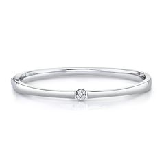 Classic White Gold Bangle With Single Diamond, Timeless Formal Bangle With Single Diamond, Formal Fine Jewelry Bangle With Single Diamond, White Gold Diamond Bangle With Single Diamond, Formal White Gold Bracelet With Single Diamond, Formal Diamond Bangle With Single Diamond, Formal Bangle With Single Diamond, Formal White Gold Diamond Bracelet With Single Diamond, Timeless White Gold Diamond Bracelet With Single Diamond