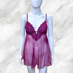 Nwt Victoria’s Secret Lace & Sheer Keyhole Neck Lingerie Nightie Color Is Burgundy/Maroon Purple Sheer Sleepwear For Night, Night Sleepwear With Lace Trim And Underwire, Lace Underwire Sleepwear For Loungewear, Sheer Victoria's Secret Sleepwear, Victoria's Secret Lace Sleepwear With Built-in Bra, Purple Lace Sleepwear, Purple Lace Sleepwear For Loungewear, Victoria's Secret Sleep Camisole, Victoria's Secret Sheer Lace Sleepwear