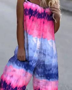 Lasaky - Strappy jumpsuit with tie-dye print Casual Printed Multicolor Jumpsuits And Rompers, Casual Multicolor Printed Jumpsuits And Rompers, Casual Multicolor Overall Jumpsuits And Rompers, Casual Multicolor Overalls Jumpsuit, Spring Sleeveless Tie-dye Jumpsuits And Rompers, Sleeveless Tie Dye Jumpsuits And Rompers For Summer, Casual Sleeveless Tie-dye Jumpsuits And Rompers, Casual Pink Printed Jumpsuits And Rompers, Casual Sleeveless Tie Dye Jumpsuits And Rompers