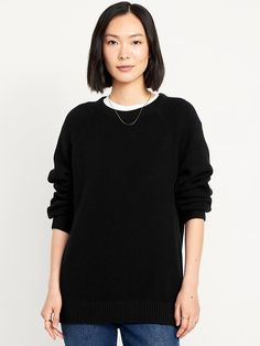 Black Sweaters For Women, Old Navy Women, Jack Black, Tunic Sweater, Work Attire, Sweater Black, Raglan Sleeve, Black Sweaters, Pullover Styling