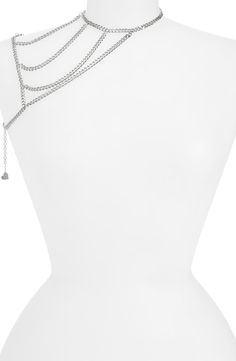 VIDAKUSH Chain On Ya Shoulder Body Jewelry | Nordstrom Elegant Double Chain Body Chain For Party, Silver Delicate Chain Backdrop Necklace For Party, Glamorous Silver Body Chain With Adjustable Chain, Chic Silver Chain Jewelry For Evening, Chic Evening Silver Chain Jewelry, Delicate Chain Lariat Body Jewelry For Party, Elegant Metal Body Jewelry With Delicate Chain, Elegant Silver Delicate Body Chain, Silver Delicate Chain Body Jewelry For Party