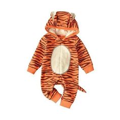 Return Policy Fast Delivery Trusted seller Infant Baby Tiger Halloween Costume Boys Girls Leopard One Piece Zip Hoodie Romper Jumpsuit 0-24 Months Product Description Material: This baby Halloween costume is made of a Cotton blend, smooth fabric made the lovely girl's body comfortable and breathable skin-friendly. Your baby will enjoy a superb smooth fit and great comfort. Design: This Infant tiger costume is designed with a long sleeve, zipper closure, Halloween Style, 3D tiger ear print in the hat, and hooded design with the tiger tail, And this baby girl snowsuit also makes your baby looks more stylish and adorable. Occasion: This baby's animal costume is suitable for Halloween, Suitable for Autumn / Spring / Winter.Perfect for casual dressing, Party, birthdays, Xmas holidays, Photograp Baby Tiger Costume, Baby Animal Costumes, Tiger Halloween Costume, Tiger Halloween, Baby Boy Winter Outfits, Toddler Girl Romper, Tiger Costume, Onesie Costumes, Cartoon Tiger