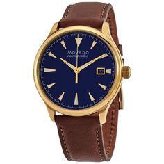 Blue Dial Watch, Movado Watch, Fine Pens, Buy Watches, Brown Leather Strap, Casual Watches, Classic Watches, Crossbody Messenger Bag, Men's Watch