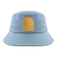 No Bad Vibes Bucket Hat in Denim Chambray No Bad Vibes, Corduroy Bucket Hat, Spreading Positivity, Corduroy Material, Beach Attire, Bad Vibes, Beach Vibes, Beach Vibe, Embroidered Patch