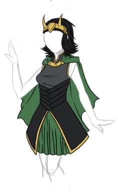 a drawing of a woman dressed as loki