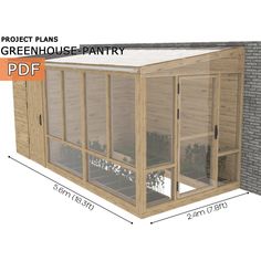 an image of a wooden greenhouse with windows