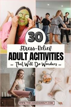 Feeling overwhelmed? Here are 30 stress relief activities for adults that will do wonders for your well-being! I’ve personally found many of these helpful in calming my mind. Let’s explore these soothing activities together and find your peace! #StressRelief #Wellness #SelfCare Self Care Activities For Adults, Therapeutic Group Activities For Adults, Wellness Activities For Adults, Day Activities For Adults, Soothing Activities, Find Your Peace, Wellness Selfcare