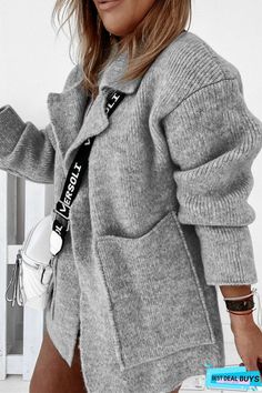 Buy Suit Collar Double Pockets Knitted Coat at BestDealBuys. Women's Winter Coat, Woolen Coat Woman, Chique Outfit, Pocket Sweater, Pocket Cardigan, Sleeves Clothing, Knitted Coat, Woolen Coat, Sweater Material