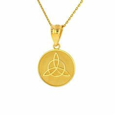 14k Solid Gold Triquetra Irish Celtic Disc Circle Pendant Necklace Item No.: M903 Metal Type: 14k Solid Gold (Also Available In 10k Solid Gold), Metal Color: Yellow Gold. Or White Gold Or Rose Gold Pendant W/Chain Weight: 1.9 - 2.1 Grams (Vary From Chain) Pendant Height With Bail: 0.81" (20.574 Mm) Pendant Height Without Bail:0.58" (14.732 Mm) Pendant Width: 0.49" (12.4 Mm) Chain Is In 16", 18", 20", 22" Brand New. Made In Usa. Please Allow 5-7 Days To Be Shipped. 14k Gold Yellow Polished Necklace, Engraved Yellow 14k Gold Necklaces, Engraved 14k Yellow Gold Necklace, Yellow 14k Gold Engraved Necklace, 14k Gold Yellow Engraved Necklace, Gold Gloves, Shine Jewelry, Trinity Knot, Irish Celtic