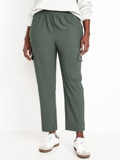 Sporty Ankle-length Cargo Pants With Elastic Waistband, Sporty 4-way Stretch Cargo Pants, Sporty 4-way Stretch Cargo Pants With Pockets, Stretch Joggers With Side Pockets And Ankle-length, Stretch Mid-rise Cargo Pants With Elastic Waistband, Stretch Ankle-length Joggers With Side Pockets, Sporty Ankle-length Cargo Pants With Side Pockets, Versatile Green Cargo Pants With Pockets, Utility Style Straight Leg Joggers With Elastic Waistband