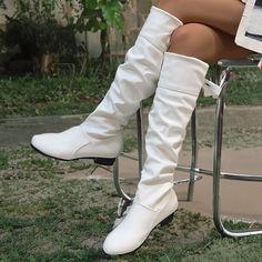 Category:Boots; Upper Materials:PU; Season:Fall,Winter; Heel Type:Block Heel; Gender:Women's; Activity:Walking; Toe Shape:Pointed Toe; Type:Knee High Boots; Style:Casual,Elegant,Minimalism; Heel Height(inch):2-3; Outsole Materials:Rubber; Occasion:Daily,Outdoor; Closure Type:Zipper; Pattern:Solid Color; Listing Date:08/29/2023; Production mode:External procurement; 2024 Trends:Knee High Boots,Slouchy Boots,Plus Size; Foot Length:null; Foot Width:null; Size chart date source:Provided by Supplier. Fall Heel, Boots Plus Size, Knee High Boots Winter, Costume Boots, Stiletto Heels Boots, Buy Boots, Slouchy Boots, Gogo Boots, Boots Style