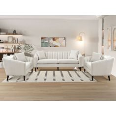 Transform your living space with our living room set, designed to bring both style and comfort to your home. This set includes a sofa and two loveseats, all featuring sleek linen upholstery that adds a touch of elegance and durability. The recessed arms enhance the modern aesthetic, while providing a comfortable resting place. Each piece is generously cushioned with high-density foam for superior comfort and support. The added pillows not only boost your comfort but also serve as decorative acce Soft Living Room, Spacious Sofa, Soft Living, Wayfair Living Room, Rooms Decor, Quiet Evening, Hosting Guests, Resting Place, Living Room Set