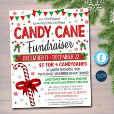 Christmas Candy Cane Fundraiser Flyer, Printable Holiday Invitation Community, Xmas Event Church School Pto Pta Fundraiser Invite, TEMPLATE Pta Fundraising, Fundraiser Event, School Pto, Fundraiser Flyer, Holiday Graphics, Fundraiser Ideas, Holiday Candy, Student Council, Holiday Invitations