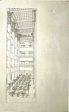 an architectural drawing of the interior of a building