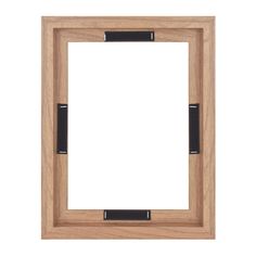 an empty wooden frame with black leather handles