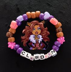 This is a Clawdeen themed Kandi Bracelet. This is perfect for fans of our favorite werewolf and ghoul. Monster High Bracelet, Clawdeen Wolf, Halloween Bracelet, Kandi Bracelets, Kansas City Mo, Diy For Girls, Disney Princesses, Monster High, Kansas City