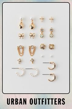 Pearl post & hoop earring set with ten pairs of unique earrings. Content + Care Includes 10 pairs Mixed metals Wipe clean Imported | Pearl Post & Hoop Earring Set in Gold, Women's at Urban Outfitters Trendy Urban Outfitters Jewelry As Gift, Elegant Everyday Jewelry By Urban Outfitters, Elegant Everyday Jewelry From Urban Outfitters, Urban Outfitters Hoop Jewelry, Urban Outfitters Gold Jewelry For Gift, Urban Outfitters Gold Jewelry For Gifts, Urban Outfitters Jewelry Gift, Elegant Gold Jewelry From Urban Outfitters, Elegant Gold Urban Outfitters Jewelry