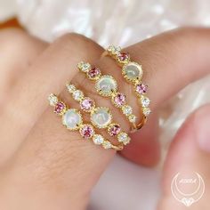 Crafted to give you that positive celestial vibe - the ring has the Opal daintily sited and beaming like a full moon, while gravitating towards the Pink Tourmaline and White Topaz to give you a supernatural sparkle. Shop now! Antique Gemstone Rings, Dainty Rings, The Supernatural, Tourmaline Ring, Tourmaline Gemstone, Jewelry Inspo, Dainty Ring, White Topaz, Pink Tourmaline