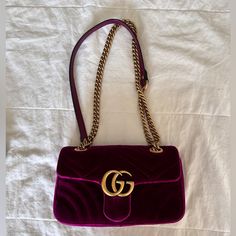 Gucci Marmont Bag Small Size, Minor Wear Marks Inside. Looks Brand New From Outside. Worn Only On Handful Of Times Designer Purple Bag With Gold-tone Hardware, Designer Purple Bags With Gold-tone Hardware, Luxury Purple Shoulder Bag With Gold-tone Hardware, Designer Purple Bags, Elegant Purple Bags With Gold-tone Hardware, Luxury Purple Formal Bag, Luxury Purple Formal Bags, Luxury Purple Shoulder Bag, Designer Purple Shoulder Bag