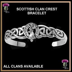 Clan Crest Celtic Cuff Bracelet, Interlace - Sterling Silver / Gold Classic Adjustable Cuff Bracelet For Ceremonial Occasions, Clan Name, Celtic Weave, Weave Pattern, Sterling Silver Cuff Bracelet, Celtic Jewelry, Gorgeous Bracelet, Sterling Silver Cuff, Silver Cuff Bracelet