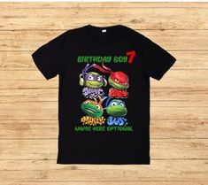 Toddler/Kids & Adult Size Ninja Turtles T-shirt Customizable For Any Occasion. Ninja Turtle Shirts, Tmnt Merch, Ninja Turtle Birthday Shirt, Ninja Turtle Shirt, Turtle Shirts, Ninja Turtle, Customise T Shirt, Girl Party, 7th Birthday