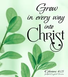 a green plant with the words grow in every way that christ