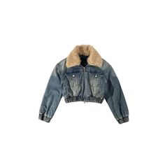 A.A.Y - Short Denim Zipper Jacket Detachable Faux Fur Collar Fitted Denim Jacket For Winter Streetwear, Spring Denim Blue Outerwear With Zip Fly, Urban Denim Jacket With Zipper For Fall, Denim Outerwear With Zip Fly For Fall, Dark Wash Streetwear Outerwear, Urban Denim Streetwear Outerwear, Winter Streetwear Denim Jacket With Zipper, Dark Wash Streetwear Outerwear For Fall, Medium Wash Denim Outerwear For Streetwear