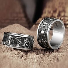 * Note: This ring is made to order, please allow 5-7 working days of crafting time. The... The Eye Of Horus, Ancient Egyptian Jewelry, Sterling Silver Skull Rings, Silver Skull Ring, Viking Ring, Egyptian Culture, Masonic Ring, Egyptian Jewelry, Gothic Rings