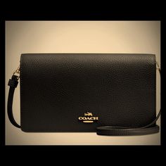 Reposhing This Item I Purchased From @Laukookie. Loved It, But Ready To Rotate For Something New. Questions? Leave A Comment Below! Black Coach Wallet With Detachable Strap, Coach Wallet With Detachable Strap For Everyday Use, Coach Clutch, Coach Poppy, Small Clutch, Leather Coach, Signature Print, Gold Shimmer, Coach Leather