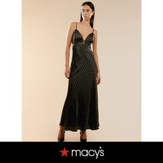 in stock Black Maxi Dress For Summer Nights, Black Summer Maxi Dress For Night, Chic Maxi Length Night Dress, Chic Maxi Dresses For Night, Black Midi Dress For Spring Night, Chic Polka Dot Maxi Dress For Evening, Chic Night Maxi Dress, Chic Black Night Dresses, Slip Maxi Dress