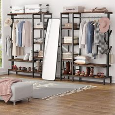 Shelves & Shelving Units - Tribesigns Clothes Shelf, Organiser Son Dressing, Standing Closet, Clothes Shelves, Free Standing Closet, No Closet Solutions, Clothes Closet Organization, Open Closet, Large Luggage