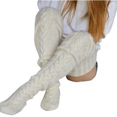 ***** Welcome To Pb23 Boutique ***** Thigh High Socks Chunky Cable Knit Color: Creme One Size Thanks For Checking Us Out!!!! Winter Stockings, Wool Stockings, Over Knee Socks, Fluffy Socks, Knit Stockings, Leg Warmer, Stockings Legs, Winter Leggings, Over The Knee Socks