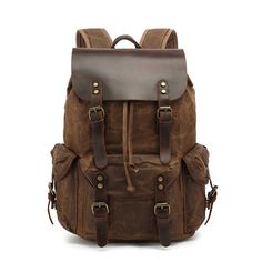 Large Waterproof Unisex Travel Backpack Waxed Canvas Outdoor Backpack Laptop Backpack Hiking Backpack Weekender Backpack Camping Backpack --------------------------------- Please offer your phone number in order to deliver your orders successfully. --------------------------------- Description: -Waxed canvas and full grain leather -Cotton Lining -Inside one pocket for laptop, one phone pocket, one wallet pocket, one zipper pocket, drawstring closure top -It can hold one 15.6'' laptop, A4 documen Rugged Bag With Waxed Finish For Outdoor Activities, Brown Waxed Finish Bag For Outdoor Activities, Brown Waxed Finish Bags For Outdoor Activities, Casual Brown Backpack For Hiking, Functional Brown Backpack For Hiking, Rugged Brown Backpack For Outdoor, Brown Backpack With Adjustable Strap For Outdoor, Brown Large Capacity Leather Backpack For Adventure, Brown Backpack With Adjustable Strap For Outdoor Activities