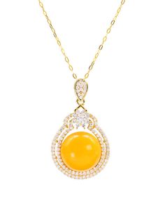 Chic Yellow Sterling Silver Zircon Beeswax Pendant NecklaceMade of fine Sterling Silver Zircon Beeswax.Length: 42cm/16.38". Matches easily with daily hairstyle, dresses & Shirts Yellow Round Pendant Jewelry For Wedding, Yellow Round Pendant Wedding Jewelry, Elegant Amber Pendant Necklace, Formal Yellow Pendant Necklace, Amber Pendant Necklace For Wedding, Elegant Yellow Jewelry With Adjustable Chain, Amber Round Wedding Necklaces, Elegant Yellow Round Pendant Necklace, Yellow Round Pearl Pendant Jewelry