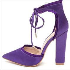 These Are Brand New In Box And Size 5.5 (35.5). Other Colors Available In My Closet Every Single Pair Of My Shoes Come With Box And Original Packaging. Wedding Shoes High Heels, Purple Heels, My Shoes, My Closet, Other Colors, Wedding Shoes, Color Purple, Sling Backs, Shoes Women Heels