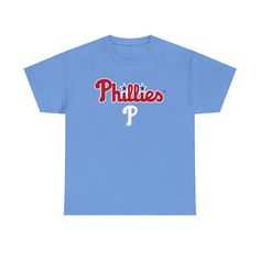 a blue t - shirt with the philadelphia phillies on it