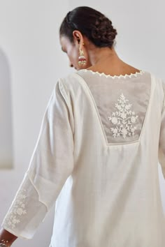 Buy Amisha Kothari Ivory Chanderi Silk Silk Organza Safina Floral Embroidered Kurta Set Online | Aza Fashions Elegant White Embroidered Blouse Piece, Elegant White Blouse Piece With Intricate Embroidery, Classic White Sets For Eid, Lace Work Chanderi Kurta For Wedding, Festive Cream Kurta With Lace Work, Wedding Kurta With Lace Work In Chanderi, Elegant White Kurta With Dupatta, Elegant White Designer Kurta, Elegant White Blouse Piece For Festive Occasions