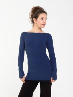 This basic long-sleeve tee has a fitted silhouette and works well as a base layer under our jackets and vests. The classic boat neck is mirrored on the front and back. [#details] Ideal for layering Thumbholes Size Suggestions S: 2-4 M: 6-8 L: 10-12 [/details] [#fabric] Rayon Lycra: 90% Rayon (Viscose) / 10% Spandex (Lycra) [/fabric] Boat Neck Long Sleeve, Fitted Tops, Basic Long Sleeve Tee, Classic Boat, Lycra Fabric, Classic Boats, Natural Curves, Basic Long Sleeve, Draped Fabric