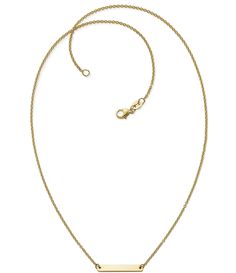 From James Avery, this necklace features:Crafted in your choice of sterling silver or 14K gold, this petite design makes a subtle statement on its own or layers beautifully with other necklaces. Product Specifications: 14K GoldLobster clasp closureNecklace approx. 18" longBar approx. 0.125" long x 0.975" wideMade in the USA. Classic Yellow Gold Birthstone Necklace With Delicate Chain, 14k Yellow Gold Polished Initial Necklace, Classic Yellow Gold Charm Necklace With Polished Finish, Classic Pendant Birthstone Necklace In Yellow Gold, Classic Yellow Gold Pendant Birthstone Necklace, Classic Yellow Gold Birthstone Pendant Necklace, Yellow Gold Sterling Silver Initial Pendant Birthstone Necklace, Yellow Gold Sterling Silver Birthstone Necklace With Initial Pendant, Classic Charm Necklace With Cable Chain For Anniversary