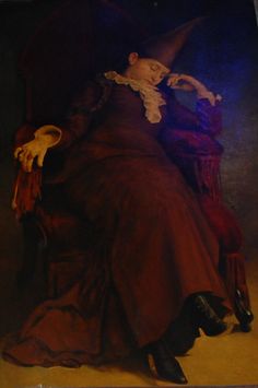 a painting of a woman sitting in a chair