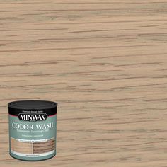 a can of minwax color wash sitting on top of a wooden flooring