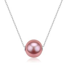 9-12mm Classic Lavender Freshwater Pearl Floating Pendant Necklace - House Of Pearls Elegant Pink Necklace, Elegant Rose Gold Pearl Necklace With Round Beads, Elegant Pink Round Pendant Necklace, Elegant Pink Pearl Necklace For Anniversary, Pink Round Pendant Necklace For Formal Occasions, Elegant Necklace With High Luster Round Beads, Formal Pink Round Pendant Necklace, Formal Pink High Luster Necklace, Pink Pearl Charm Necklace For Formal Occasions